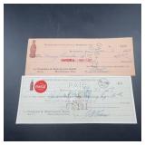 Monticello Coca-Cola Bottling Co. Checks 1940s