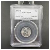 1943-S Lincoln Steel Cent PCGS MS66