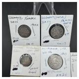 8 European Silver Coins, 1897-1946