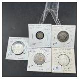 World Silver Coin Lot: Netherlands, Lebanon, 5pcs