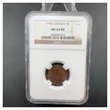 1909 Lincoln Cent NGC MS64 RB