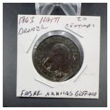 1863 Haiti 20 Centimes Bronze Coin