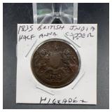 1835 British India Half Anna Copper Coin