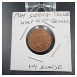 1964 Sierra Leone Bronze Half Cent Coin