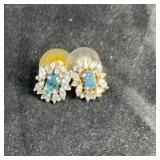 Sterling Silver Earrings With Blue Stones