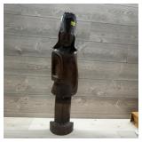 Hand-carved Wooden Figure With Headdress