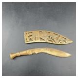 Nepal Brass Kukri Knife With Decorative Sheath