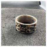 Mexico Sterling Silver Floral Band Ring