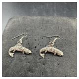 Silver Tone Fish Hook Earrings