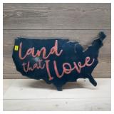 Usa Shaped Metal Wall Art 