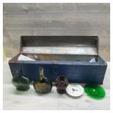 Lot: Vintage Glass Bottles, Plates, Box