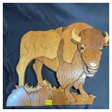 Wood Bison Wall Art Puzzle Intarsia Decor