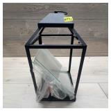 Black Metal Outdoor Lantern With Glass Panels