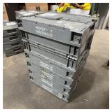 Stack of 4 Gray Plastic Storage Totes