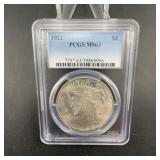 1922 Peace Dollar Pcgs Ms63 Silver $1 Coin