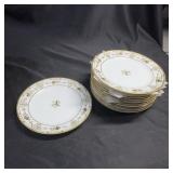 Noritake Hand Painted Gold Trim Plates Set/12