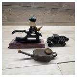 Cast Iron Lot: Nutcracker, Toy Truck, Oil Can