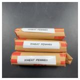Three Rolls Of Wheat Pennies