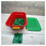 LEGO Green and Yellow Brick Lot with Bin