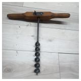 Large Hand Auger with Wooden Handle