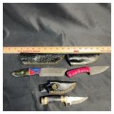 3 Custom Fixed Blade Knives W/ Sheaths