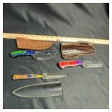 3 Custom Fixed Blade Knives With Sheaths