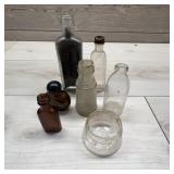 Assorted Antique Glass Bottles Jars