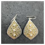 Sterling Silver & Gold Tone Drop Earrings