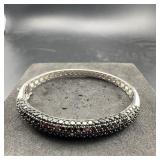 Sterling Silver Black Stone Bangle Bracelet