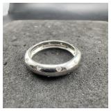 White Gold Domed Band Ring With Diamonds