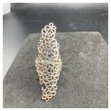 Sterling Silver Long Floral Filigree Ring