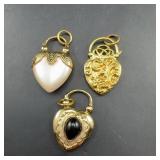 3 Gold Tone Heart-shaped Lockets
