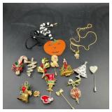 Holiday Brooches, Pins & Necklaces Assortment