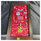 Framed Us Military Pin, Patch & Medal Collection