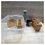 Lot: Baskets, Boxes, Vase, Jar, Rack