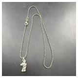 Sterling Silver Bear Pendant Necklace .925