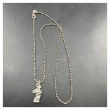 Sterling Silver Bear Pendant Necklace 925