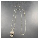 Sterling Silver Skull Pendant Necklace