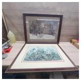 2 Framed Art Prints: Landscape & Hummingbird
