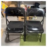 2 Black Metal Folding Chairs