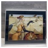Patrick Nagel Framed Print Woman with Leopard