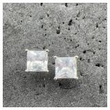 Square-cut Stud Earrings With Clear Stones