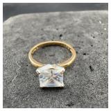925 Sterling Silver Ring With Large Square Clear S