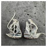 Sterling Silver Sailboat Dangle Earrings Pair
