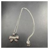Sterling Silver Bow Pendant Necklace .925