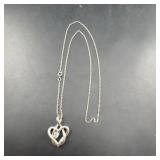 Sterling Silver Heart Pendant Necklace With Stone