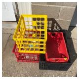 Plastic Storage Milk Crates, Assorted