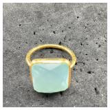 Gold-plated Sterling Silver Blue Statement Ring