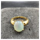 925 Stering Silver Ring With Oval Moonstone Caboch