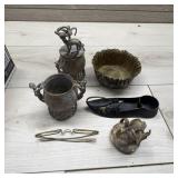 Lot Brass Decor, Spectacles, Trinket Shoe